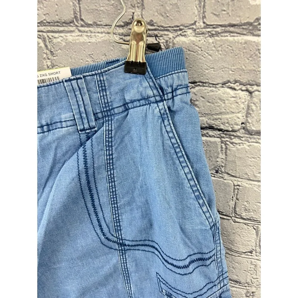 Style & Co Chambray Blue Zip Zag Cargo Pocket Shorts size 18W Mid Rise - Picture 8 of 11